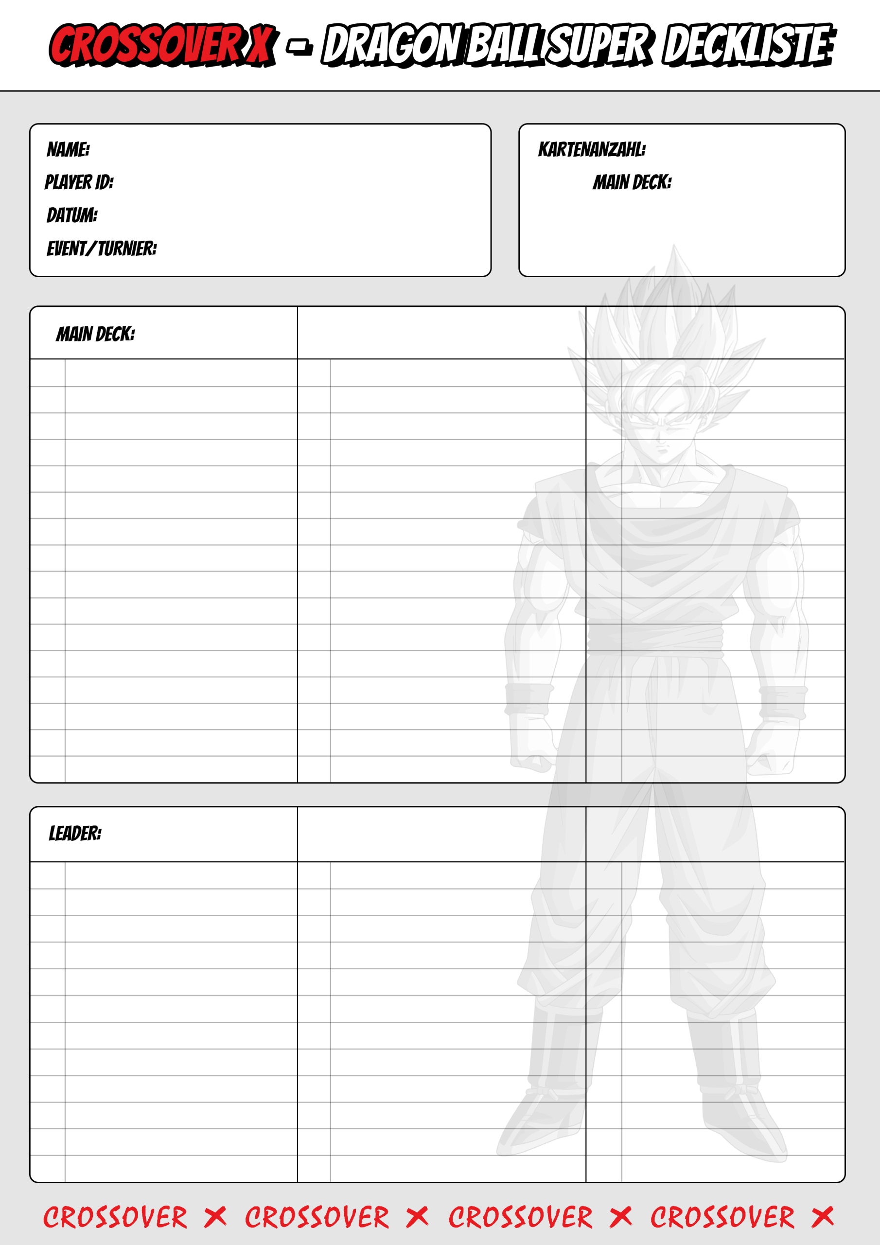 Dragon Ball Super Deckliste