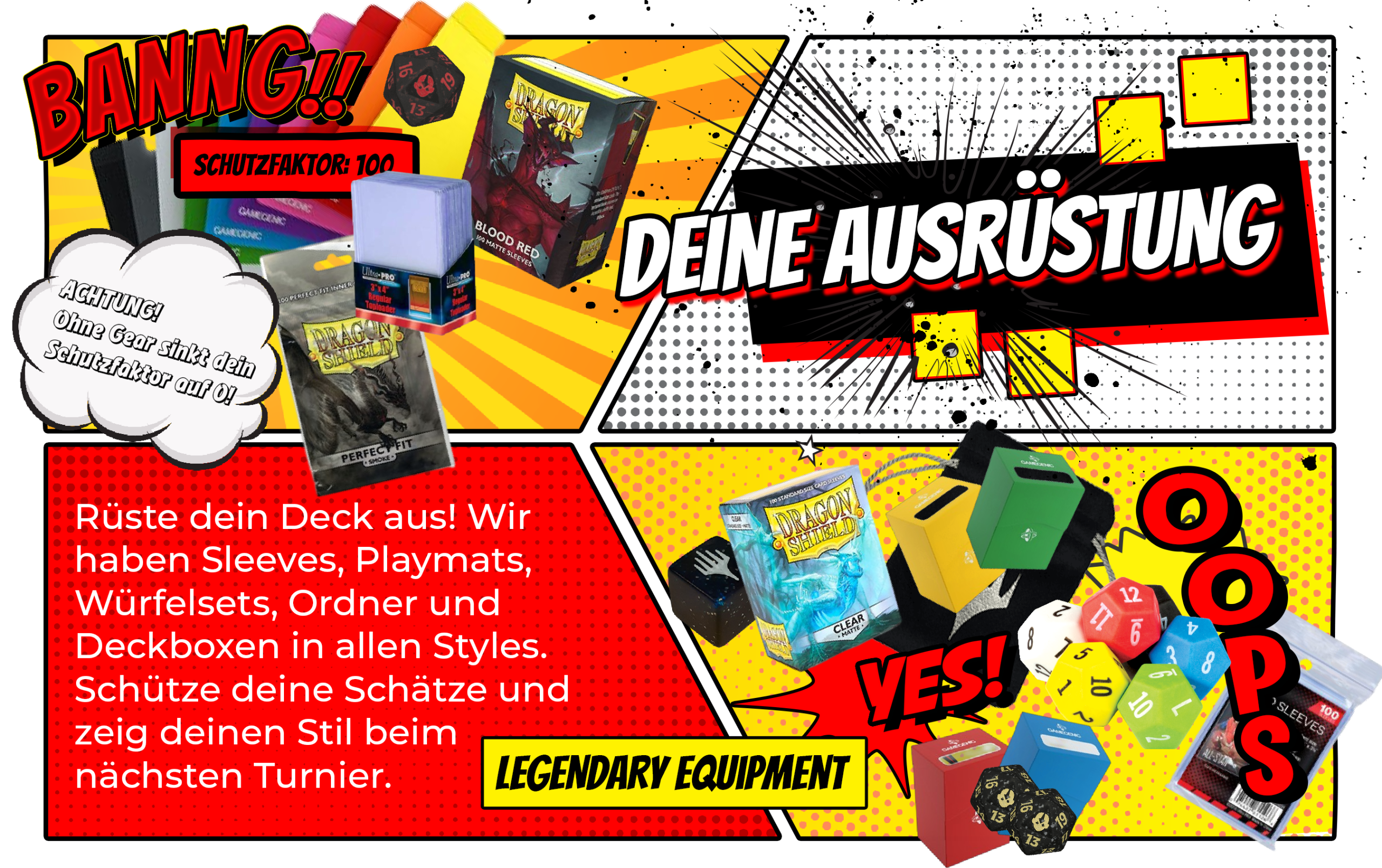 Deine Ausrüstung — Sleeves, Playmats, Deckboxen